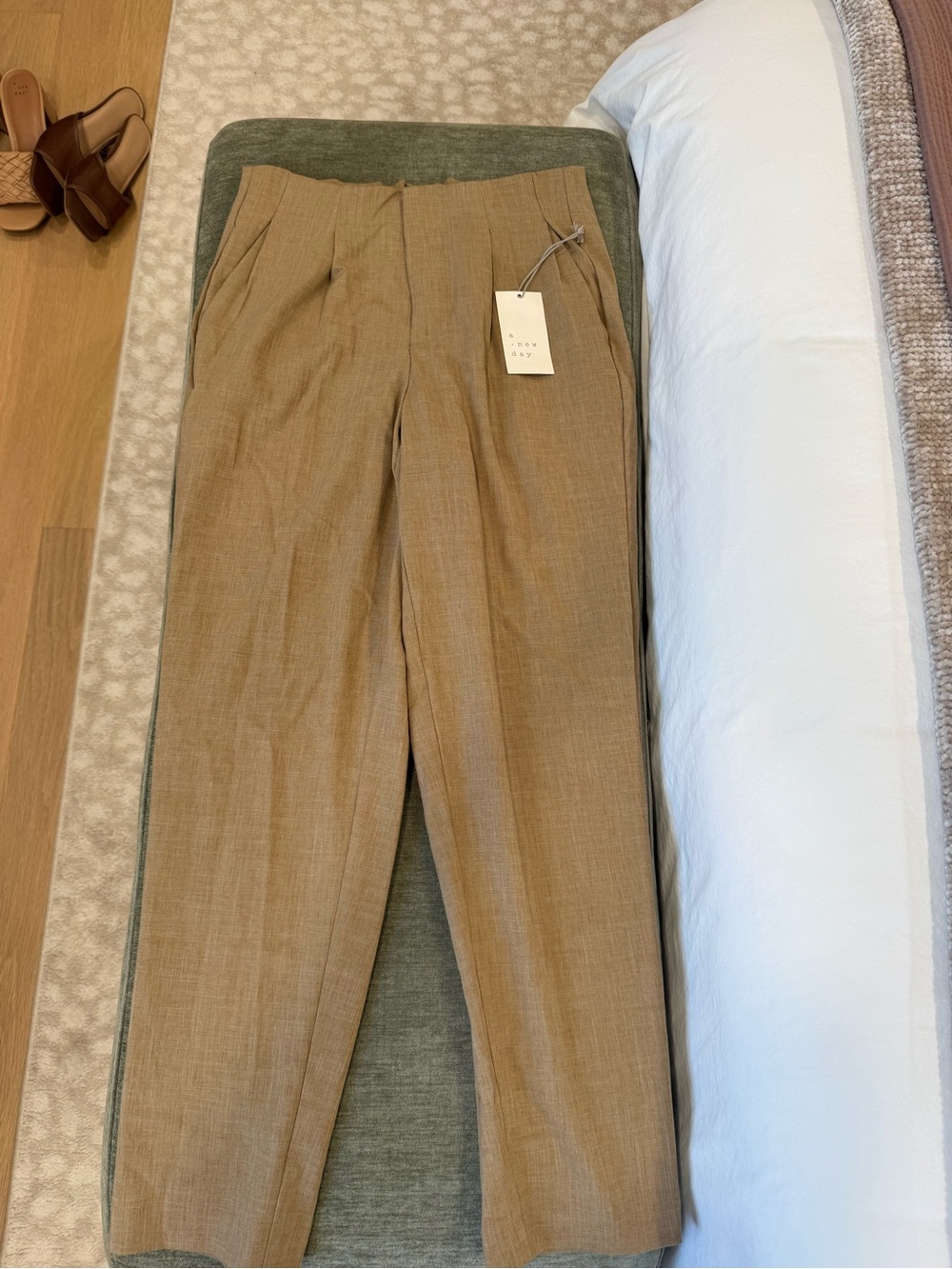 a new day Tan Pleated women’s Trousers
